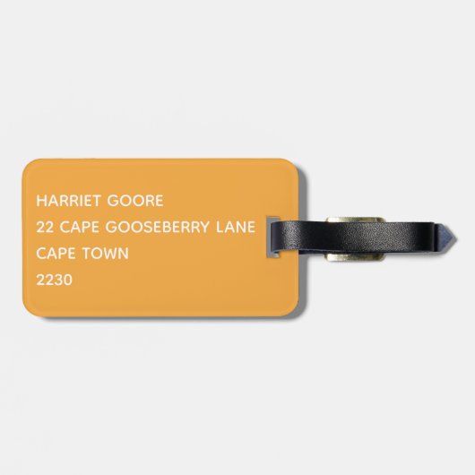 Cape Gooseberry gele kleurnaam Bagagelabel (Achterkant horizontaal)