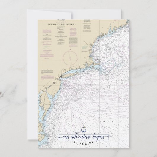 Cape Hatteras Authentic Nautical Wedding Kaart (Achterkant)