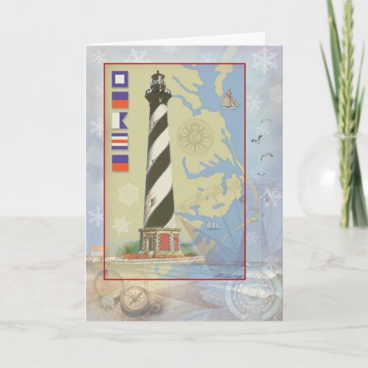 Cape Hatteras Light Christmas Kaart (Voorkant)