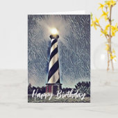 Cape Hatteras Lighthouse Buitenbanken OBX Birthday Kaart (Gele Bloem)