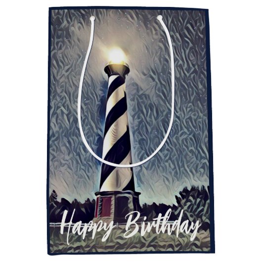 Cape Hatteras Lighthouse Buitenbanken OBX Birthday Medium Cadeauzakje (Voorkant)