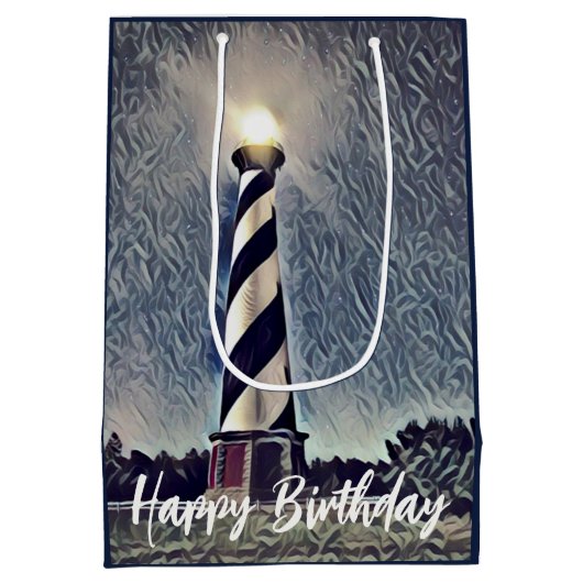 Cape Hatteras Lighthouse Buitenbanken OBX Birthday Medium Cadeauzakje (Achterkant)