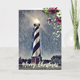 Cape Hatteras Lighthouse Buitenbanken OBX Kerstmis Kaart