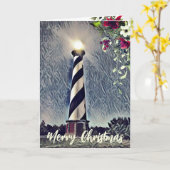 Cape Hatteras Lighthouse Buitenbanken OBX Kerstmis Kaart (Gele Bloem)