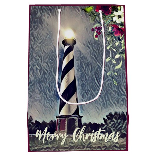 Cape Hatteras Lighthouse Buitenbanken OBX Kerstmis Medium Cadeauzakje (Achterkant)