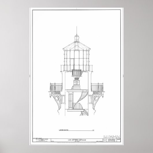 Cape Hatteras Lighthouse Lantern Room Blueprint Poster (Voorkant)
