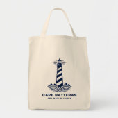 Cape Hatteras Lighthouse – Nautical Blue & White Tote Bag (Voorkant)