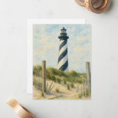 Cape Hatteras Lighthouse Watercolor Notitiekaartje (Voorkant / Achterkant in situ)