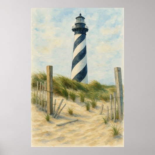 Cape Hatteras Lighthouse Watercolor Poster (Voorkant)