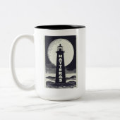 Cape Hatteras North Carolina Lighthouse Moon Tweekleurige Koffiemok (Links)
