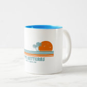 Cape Hatteras North Carolina Sun Palm Trees Tweekleurige Koffiemok (Voorkant rechts)