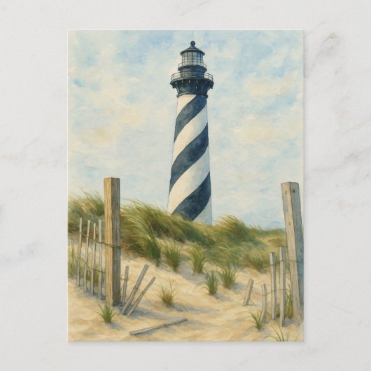 Cape Hatteras Vuurtoren Aquarel Briefkaart (Voorkant)