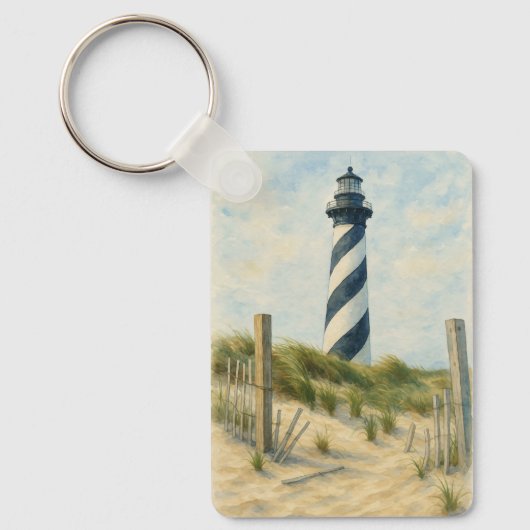 Cape Hatteras Vuurtoren Aquarel Sleutelhanger (Voorkant)