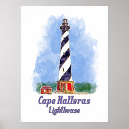 Cape Hatteras vuurtoren waterverf Noord-Carolina Poster