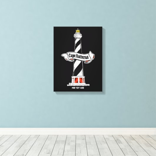 Cape Hatteras Vuurtoren zwart-wit Canvas Afdruk (Insitu (Houten vloer))