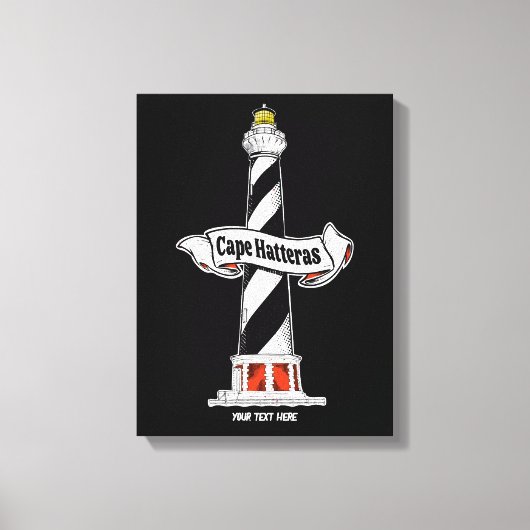 Cape Hatteras Vuurtoren zwart-wit Canvas Afdruk (Voorkant)