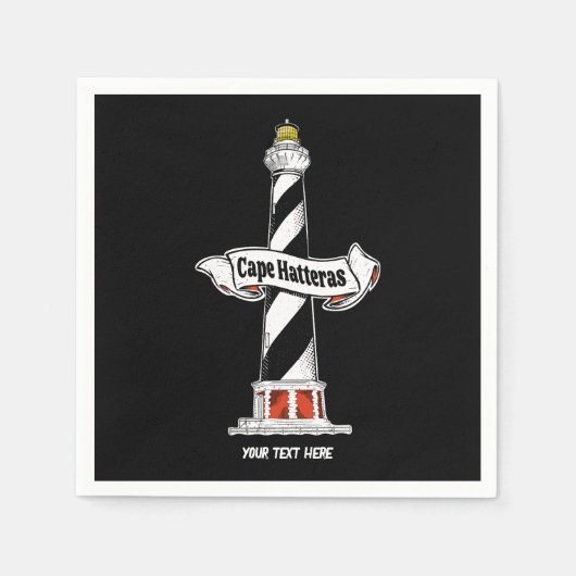 Cape Hatteras Vuurtoren zwart-wit Servet (Voorkant)