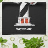 Cape Hatteras Vuurtoren zwart-wit Theedoek (Gevouwen)