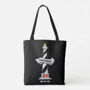 Cape Hatteras Vuurtoren zwart-wit Tote Bag
