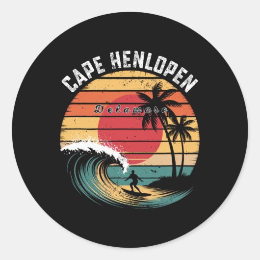 Cape Henlopen State Park Delaware Strand Surfen  Ronde Sticker (Voorkant)