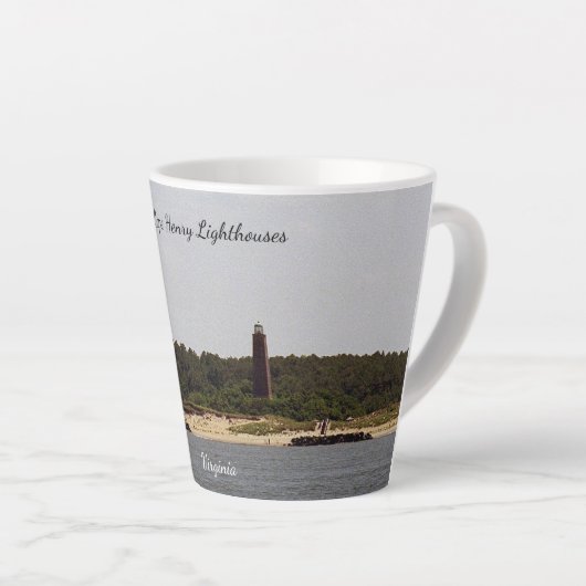 Cape Henry Lighthouse latte mok (Rechterhoek)