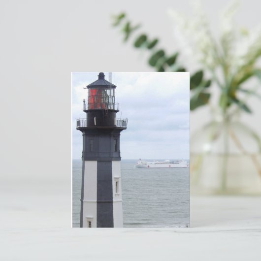 Cape Henry Lighthouse met een schip Briefkaart (Staand voorkant)