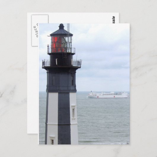 Cape Henry Lighthouse met een schip Briefkaart (Voorkant / Achterkant)