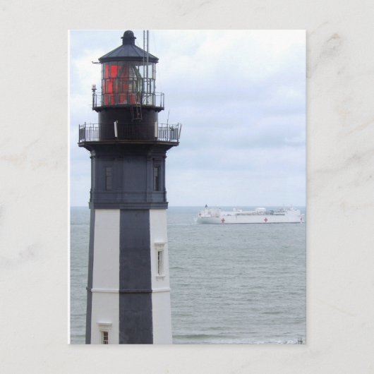 Cape Henry Lighthouse met een schip Briefkaart (Voorkant)