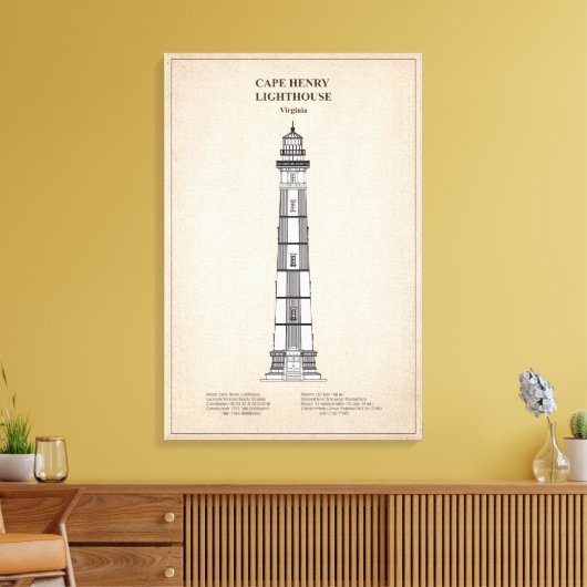 Cape Henry Lighthouse - Virginia - SBD Canvas Afdruk (Insitu (Woonkamer))