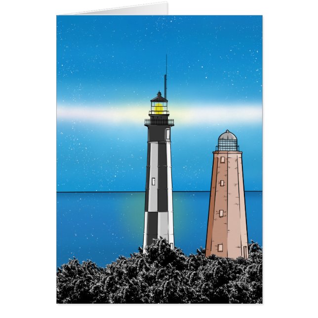 Cape Henry Lighthouses 's nachts (Voorkant)