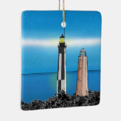 Cape Henry Lighthouses 's nachts Keramisch Ornament (Rechts)