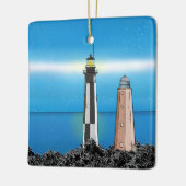 Cape Henry Lighthouses 's nachts Keramisch Ornament (Links)