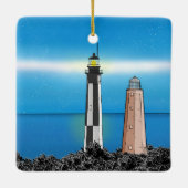 Cape Henry Lighthouses 's nachts Keramisch Ornament (Achterkant)