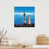 Cape Henry Lighthouses 's nachts Poster (Keuken)