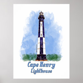 Cape Henry-vuurtoren Aquarel - Virginia Poster