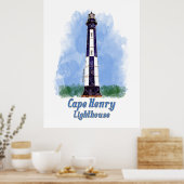 Cape Henry-vuurtoren Aquarel - Virginia Poster (Keuken)