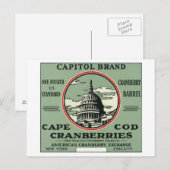 Cape-kabeljauw Capitol Brand Cranberry Label Briefkaart (Voorkant / Achterkant)