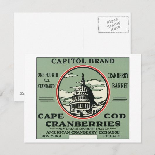 Cape-kabeljauw Capitol Brand Cranberry Label Briefkaart (Voorkant / Achterkant)