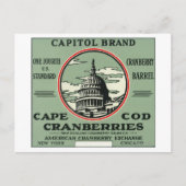 Cape-kabeljauw Capitol Brand Cranberry Label Briefkaart (Voorkant)