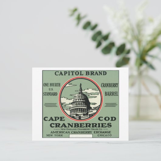 Cape-kabeljauw Capitol Brand Cranberry Label Briefkaart (Staand voorkant)