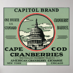 Cape-kabeljauw Capitol Brand Cranberry Label Poster