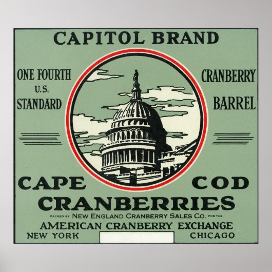 Cape-kabeljauw Capitol Brand Cranberry Label Poster (Voorkant)
