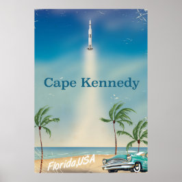 Cape Kennedy retro Saturn vijf raketposter. Poster