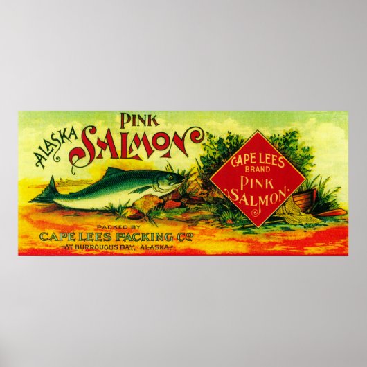 Cape Lees Salmon Can LabelBurroughs Bay, AK Poster (Voorkant)