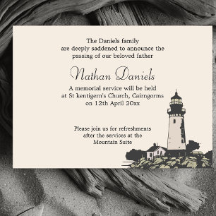 Cape Lighthouse Funeral Announcement Kaart