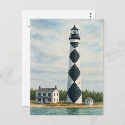 Cape Lookout Lighthouse Watercolor Briefkaart (Voorkant / Achterkant)