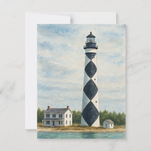 Cape Lookout Lighthouse Watercolor Notitiekaartje (Voorkant)