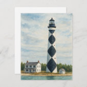 Cape Lookout Lighthouse Watercolor Notitiekaartje (Voorkant / Achterkant)
