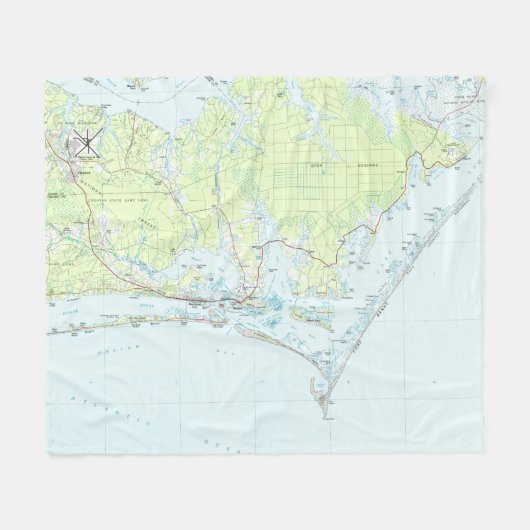 Cape Lookout National Seashore & Morehead City Map Fleece Deken (Voorkant (Horizontaal))