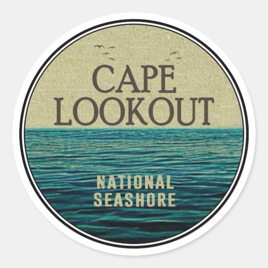 Cape Lookout National Seashore Ocean Birds Ronde Sticker (Voorkant)
